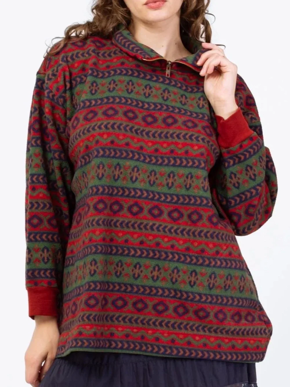Vintage Oversized Aztec Fleece Pullover